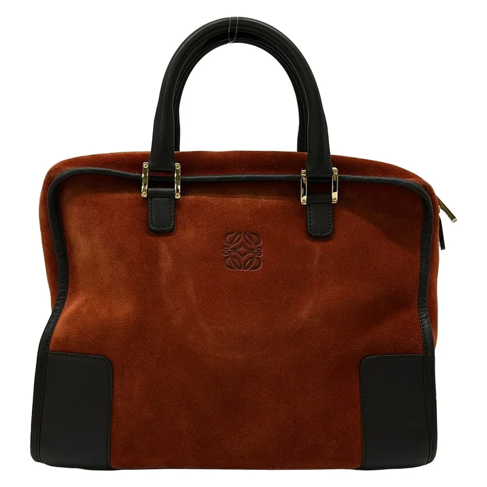 Loewe Amazona Handbag Brown Dark Brown Suede Leather